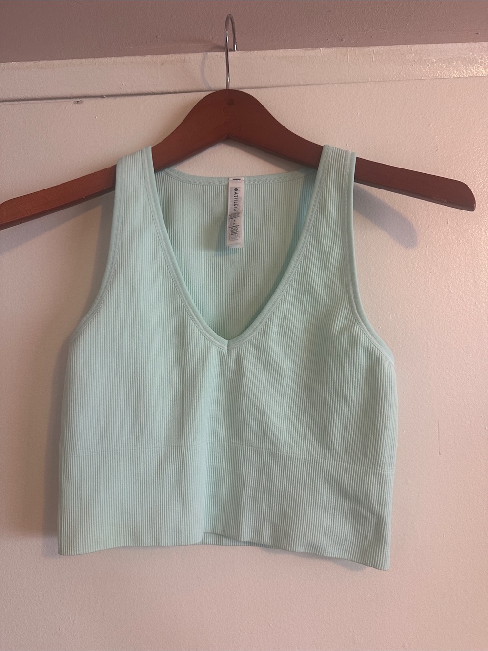 Athleta Ribbed V-Neck Crop Tank - Mint Green